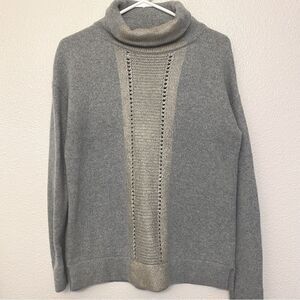 Halogen Merino Wool blend chunky Mock turtle Neck Sweater gray Oversized S